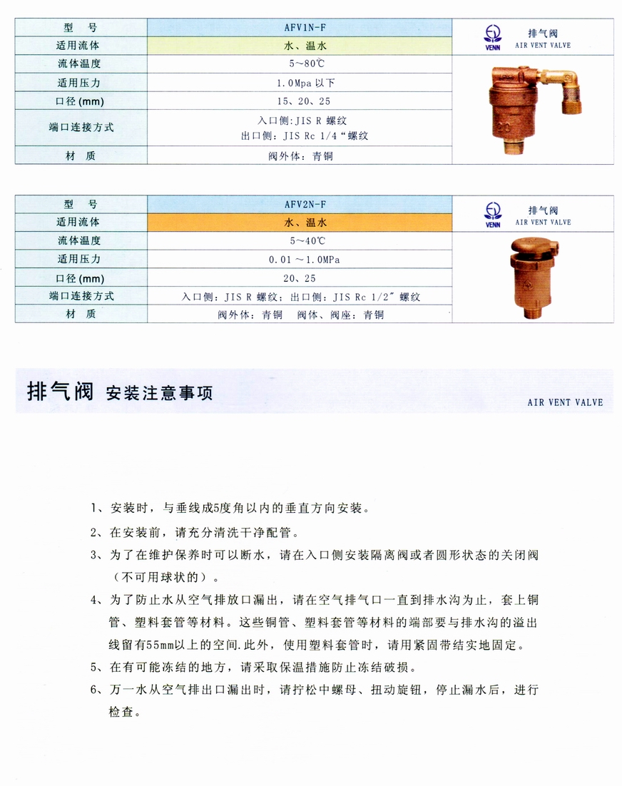 AFV1N型水用排氣閥