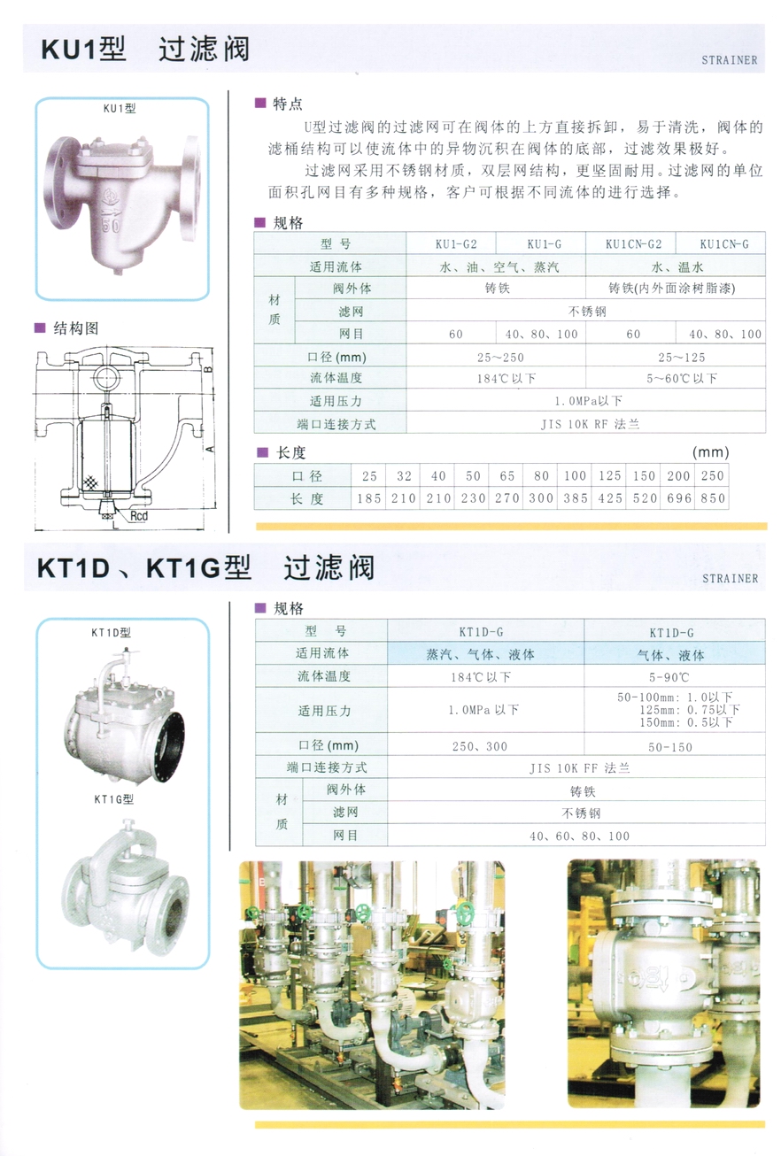 KU1、KU1CN型水、油、空氣、蒸汽U型過濾器